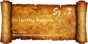 Szigethy Kadosa névjegykártya